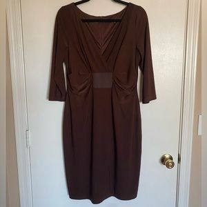 David Meister chocolate brown mid-length dress